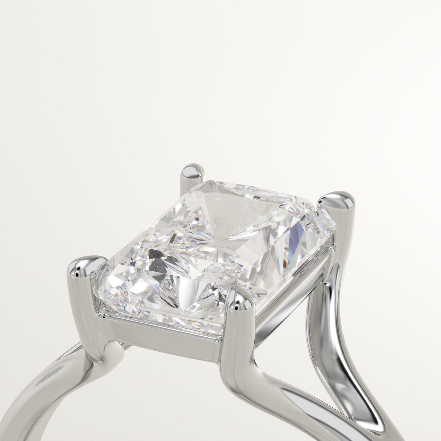 Radiant Cut Solitaire Split Shank Lab-Grown Diamond Engagement Ring