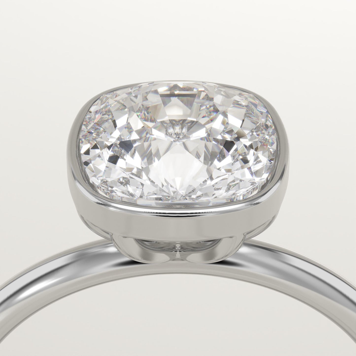 Cushion Cut Bezel Lab-Grown Diamond Engagement Ring