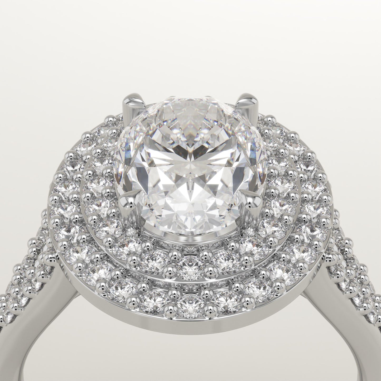 Oval Cut Double Halo & Pave Lab-Grown Diamond Engagement Ring