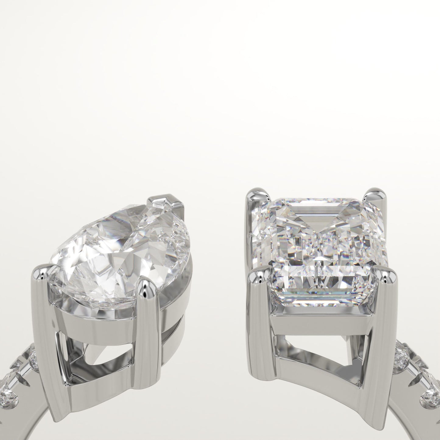1.75 TCW Pear & Emerald Cut Toi Et Moi Pave Lab-Grown Diamond Engagement Ring