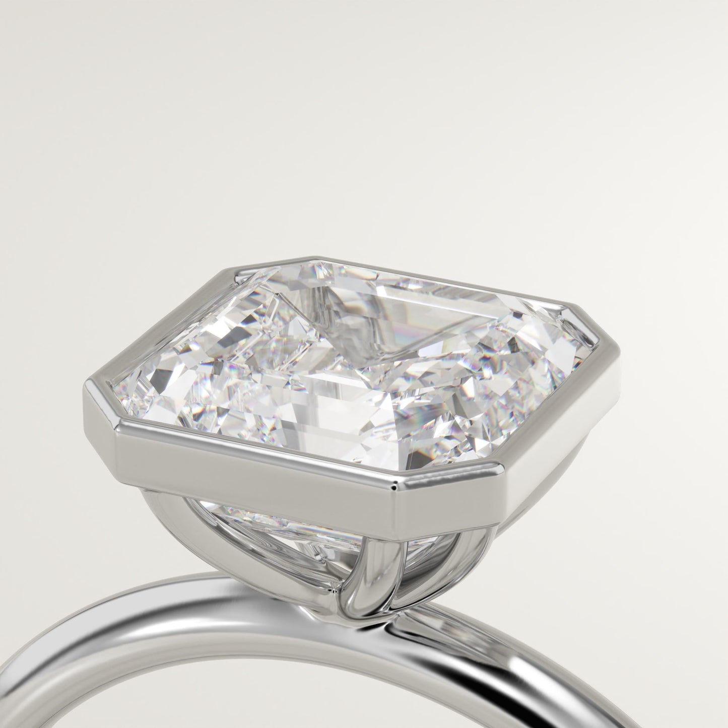Asscher Cut Bezel Lab-Grown Diamond Engagement Ring