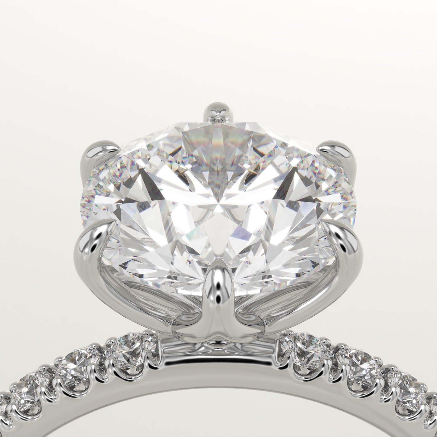 Round Cut Pave Lab-Grown Diamond Engagement Ring