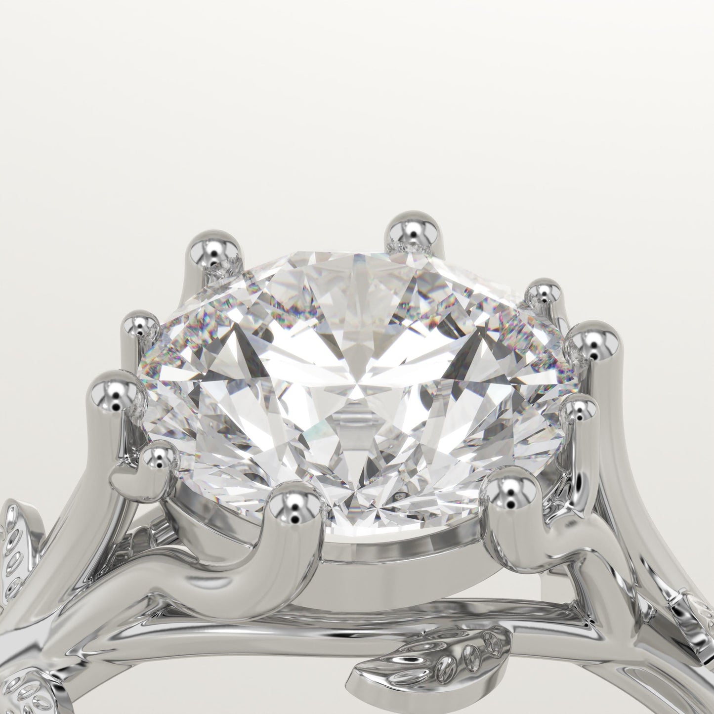 Round Cut Nature Inspired Lab-Grown Diamond Engagement Ring