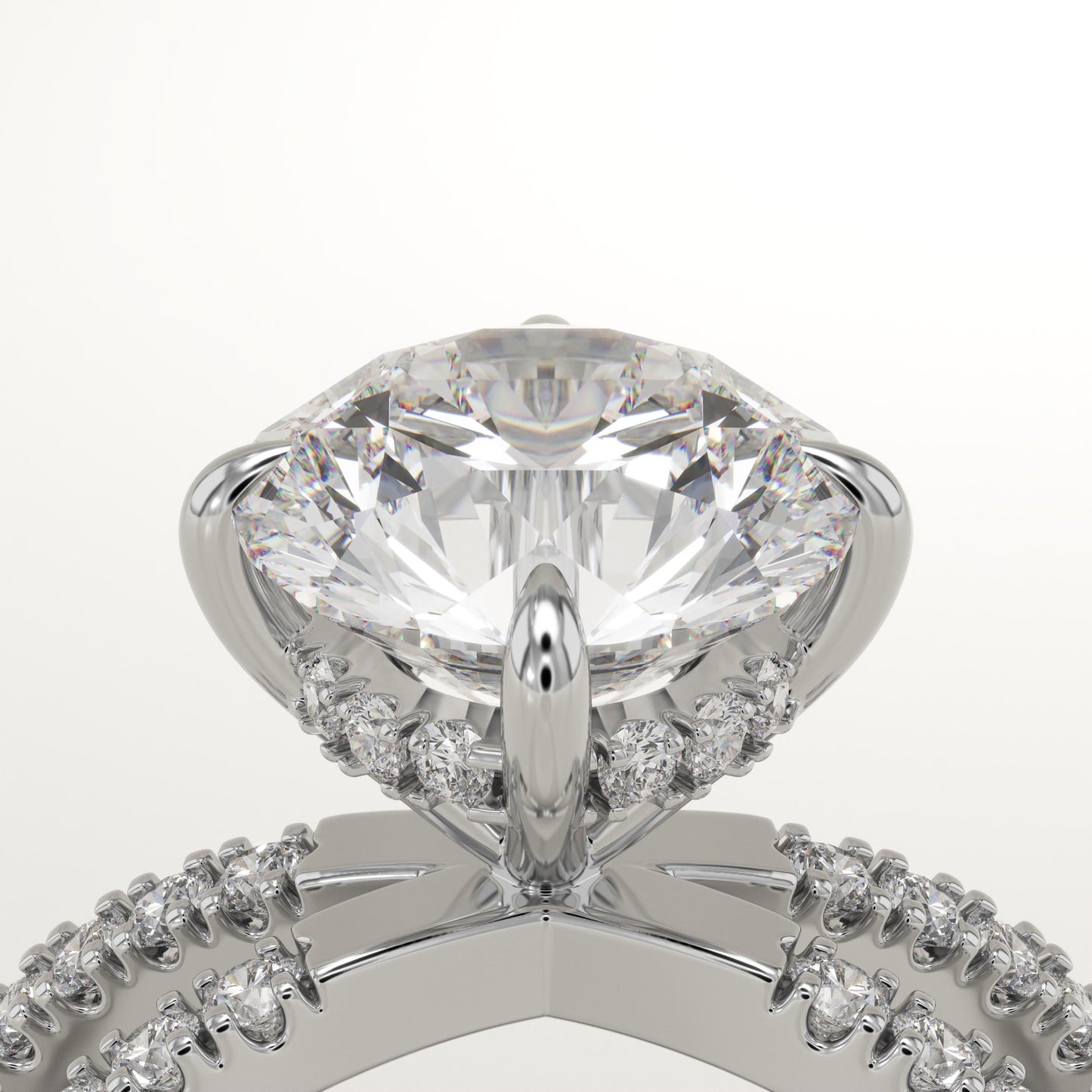 Round Cut Hidden Halo & Criss Cross Pave Lab-Grown Diamond Engagement Ring