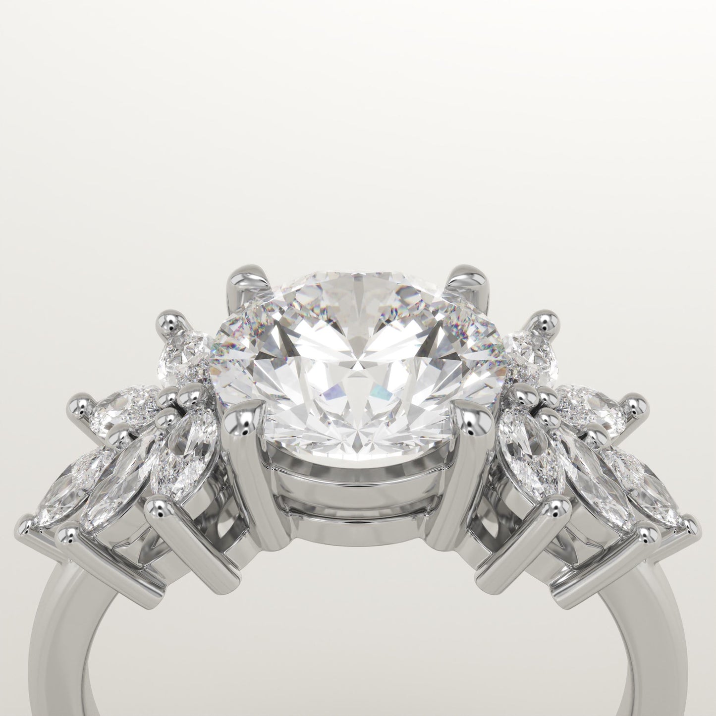Round Cut Cluster Lab-Grown Diamond Engagement Ring
