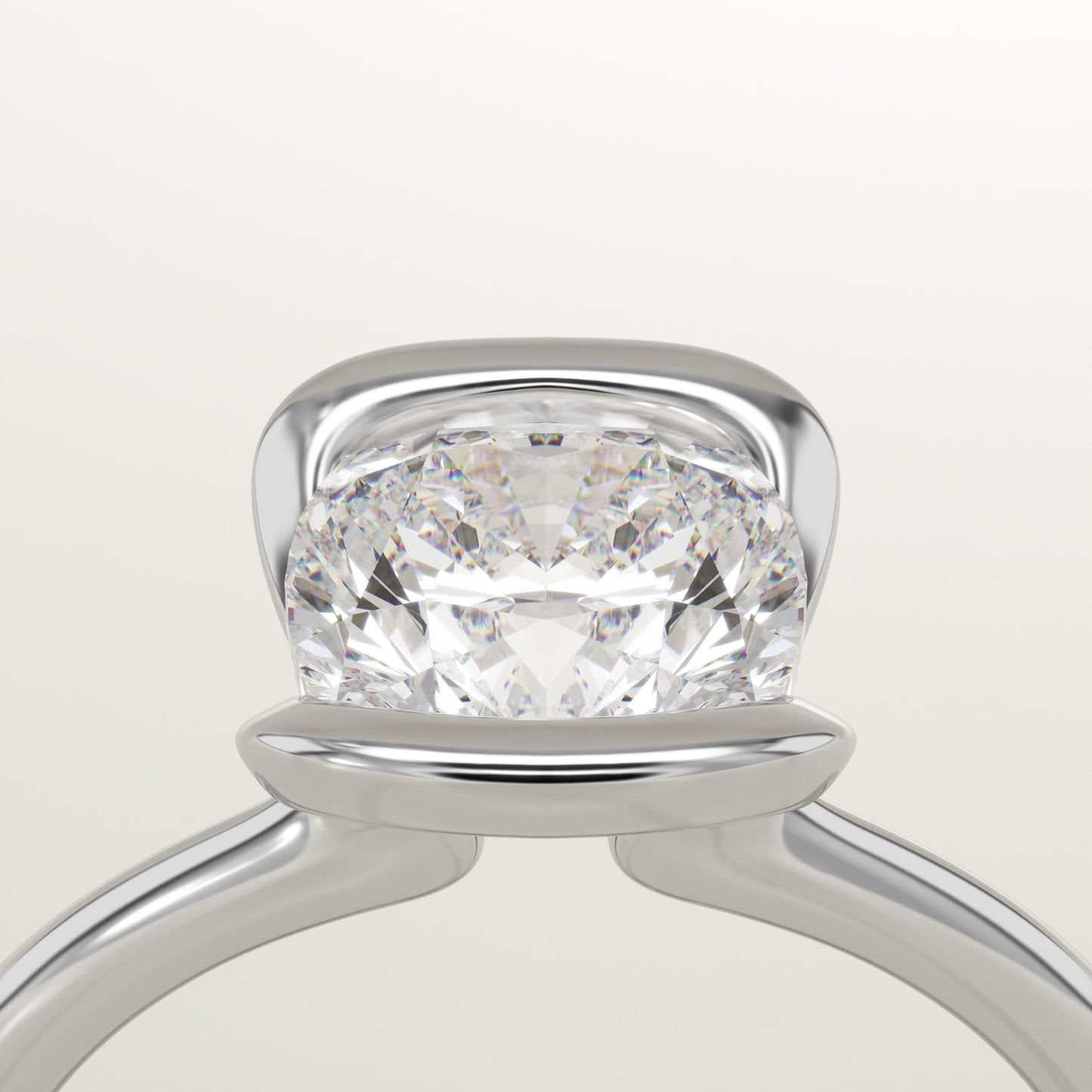 Cushion Cut Half Bezel Lab-Grown Diamond Engagement Ring