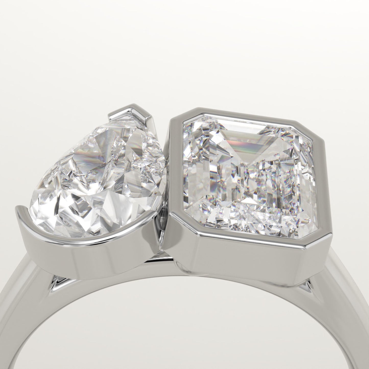3 TCW Pear & Emerald Cut Toi Et Moi Lab-Grown Diamond Engagement Ring