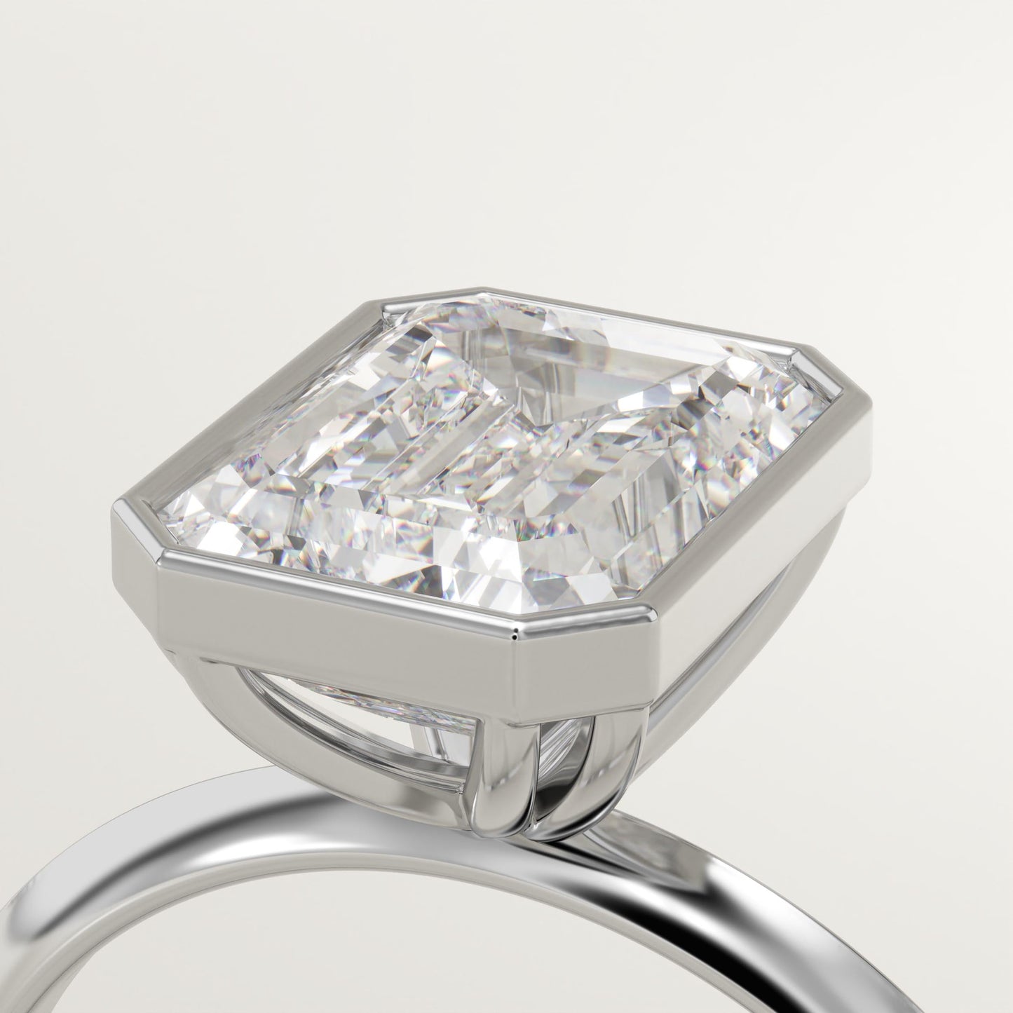 Emerald Cut Bezel Lab-Grown Diamond Engagement Ring