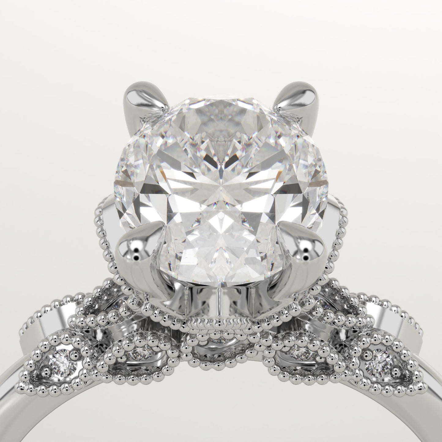 Oval Cut Cluster Lab-Grown Diamond Engagement Ring