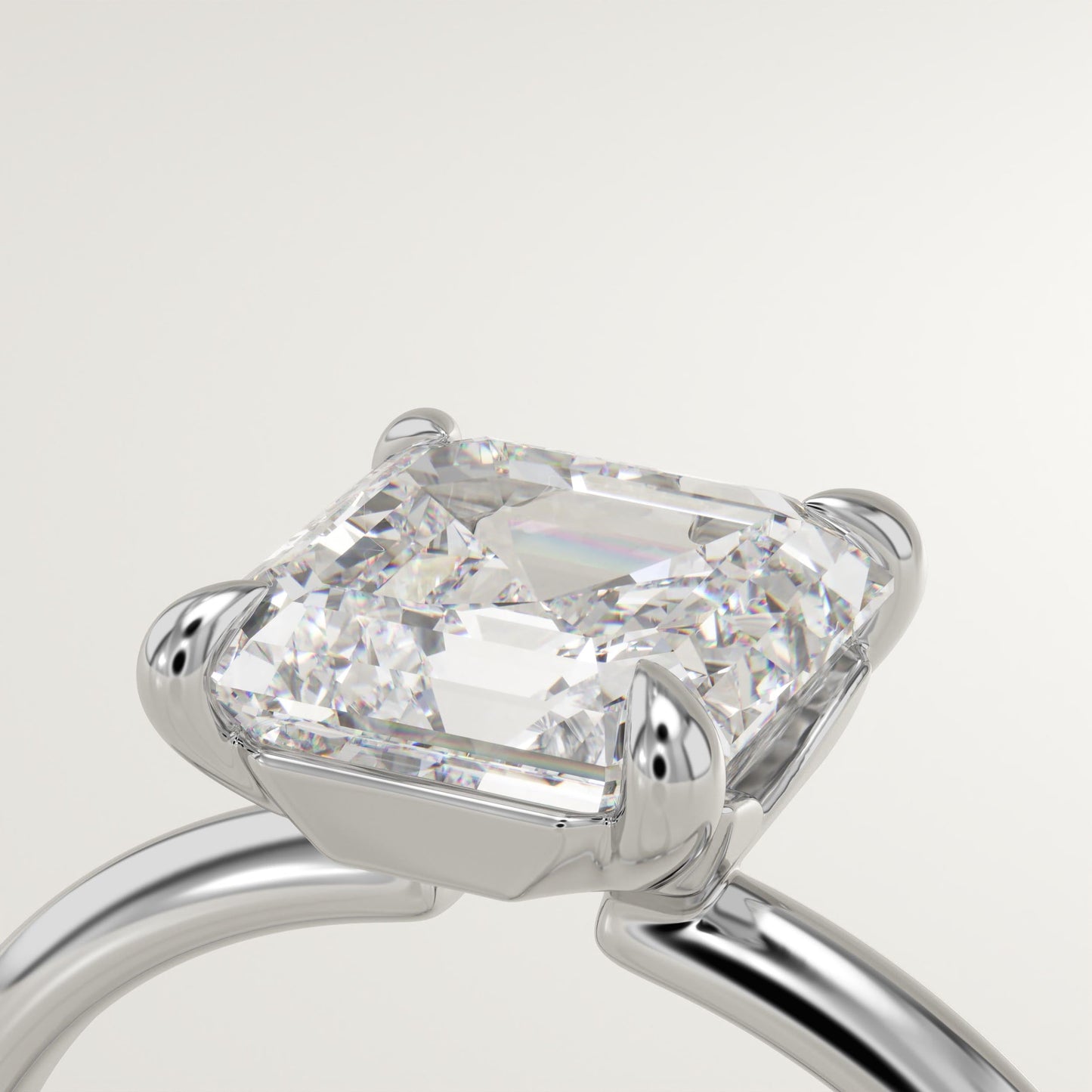 1.75 CT Asscher Cut Solitaire Moissanite Engagement Ring