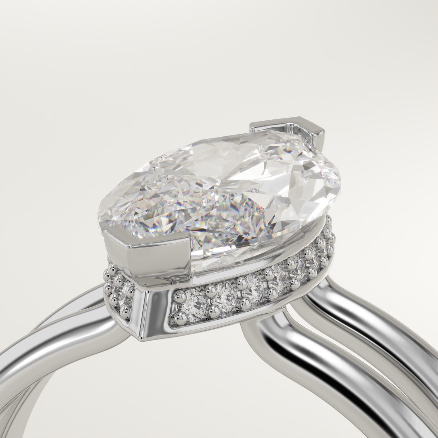 1.75 CT Marquise Cut Double Shank Moissanite Engagement Ring