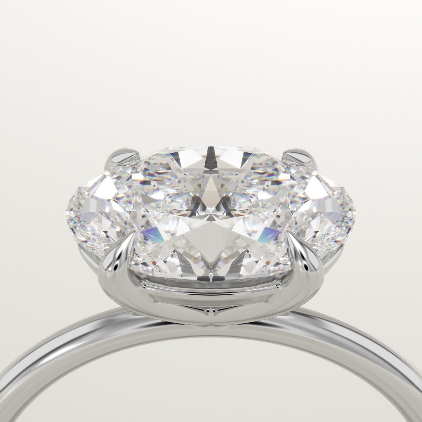 East West Oval Cut Solitaire Lab-Grown Diamond Engagement Ring