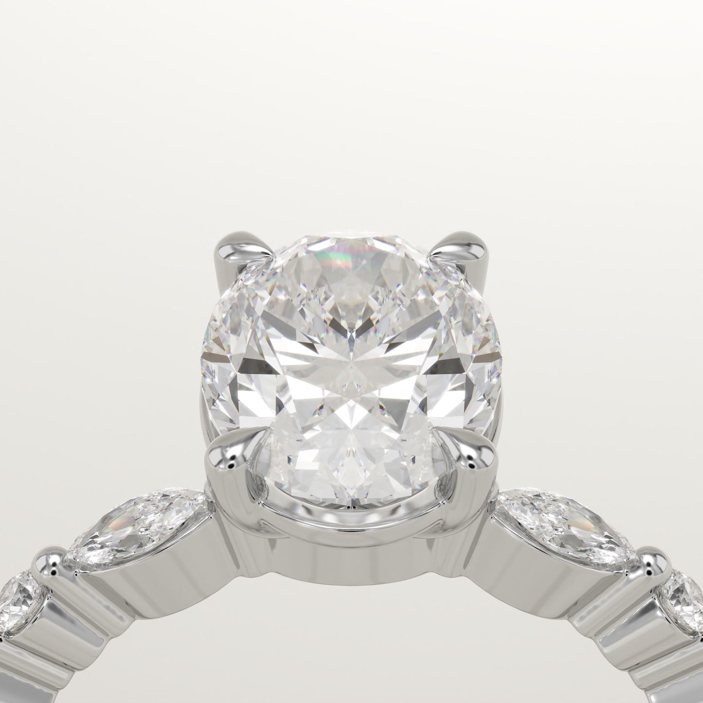 Oval Cut Pave Lab-Grown Diamond Engagement Ring