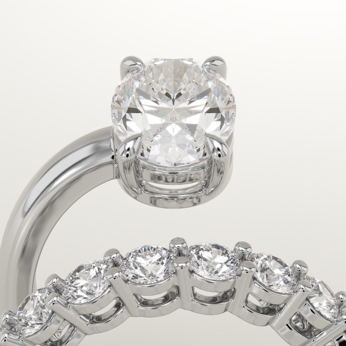 Oval Cut Pave Lab-Grown Diamond Engagement Ring