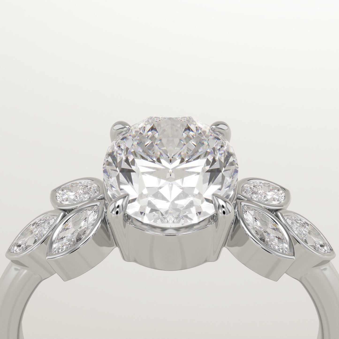 1.75 CT Oval Cut Cluster Moissanite Engagement Ring
