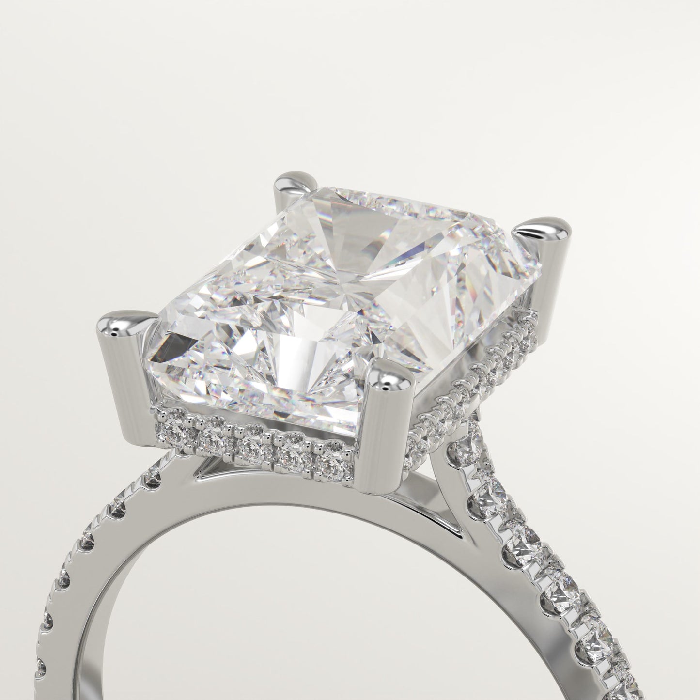 3.51 CT Radiant Cut Moissanite Pave Engagement Ring (US Size 5.75 Ready To Ship)