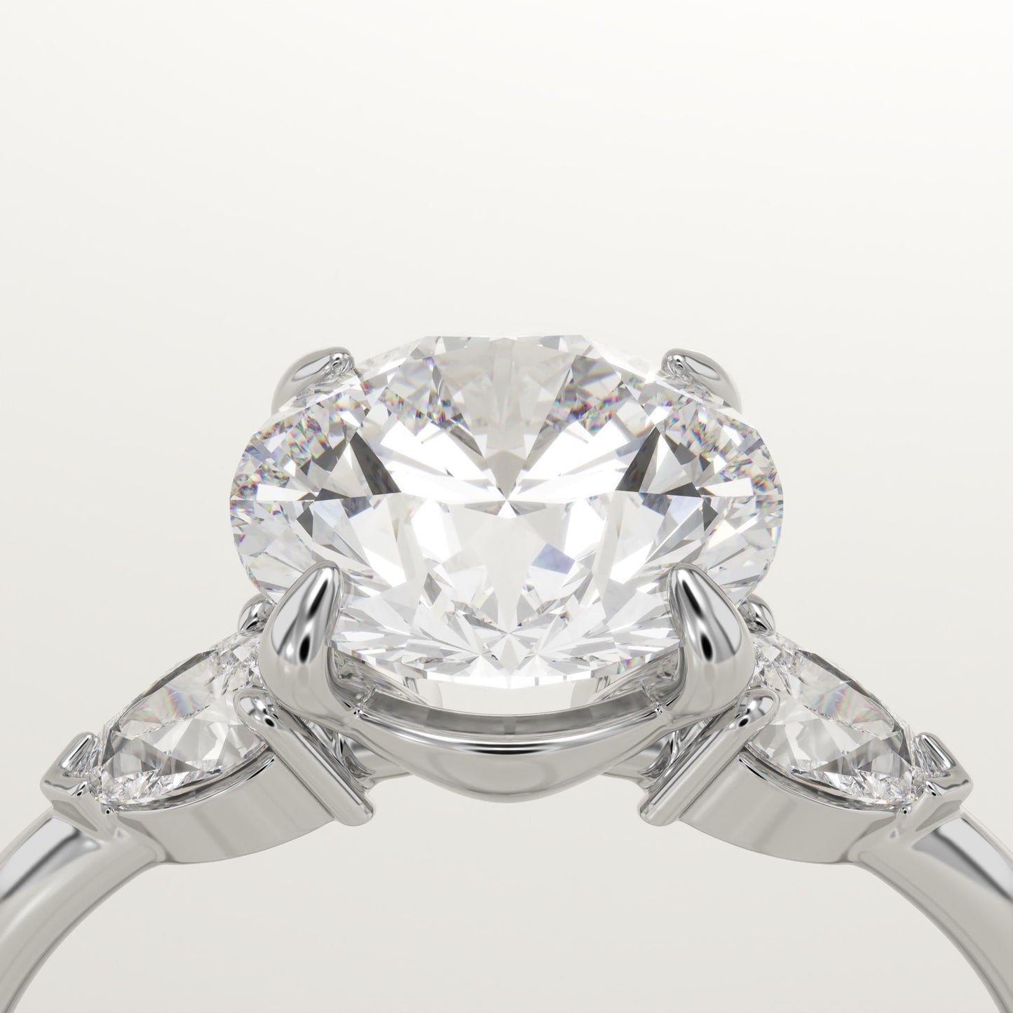 2 CT Round Cut Three Stone Moissanite Engagement Ring
