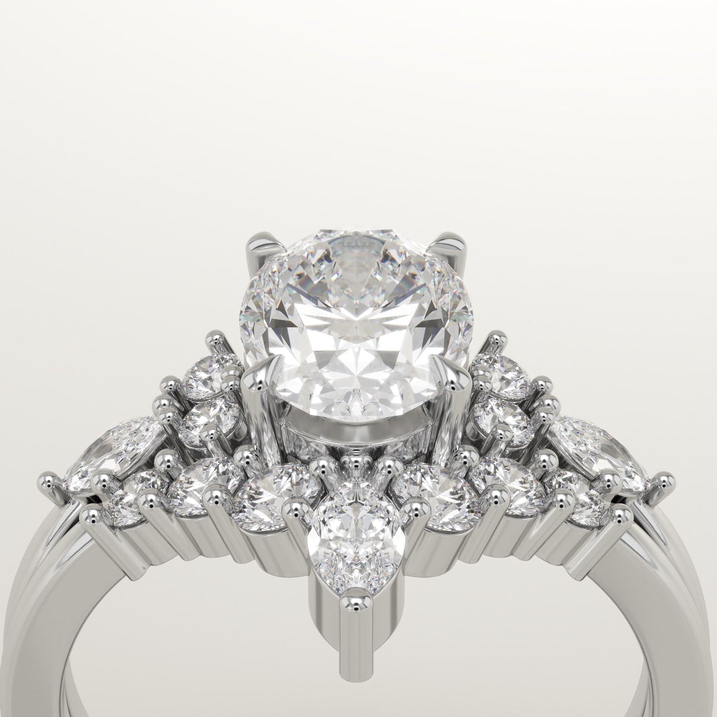 Oval Cut Cluster Lab-Grown Diamond Bridal Set