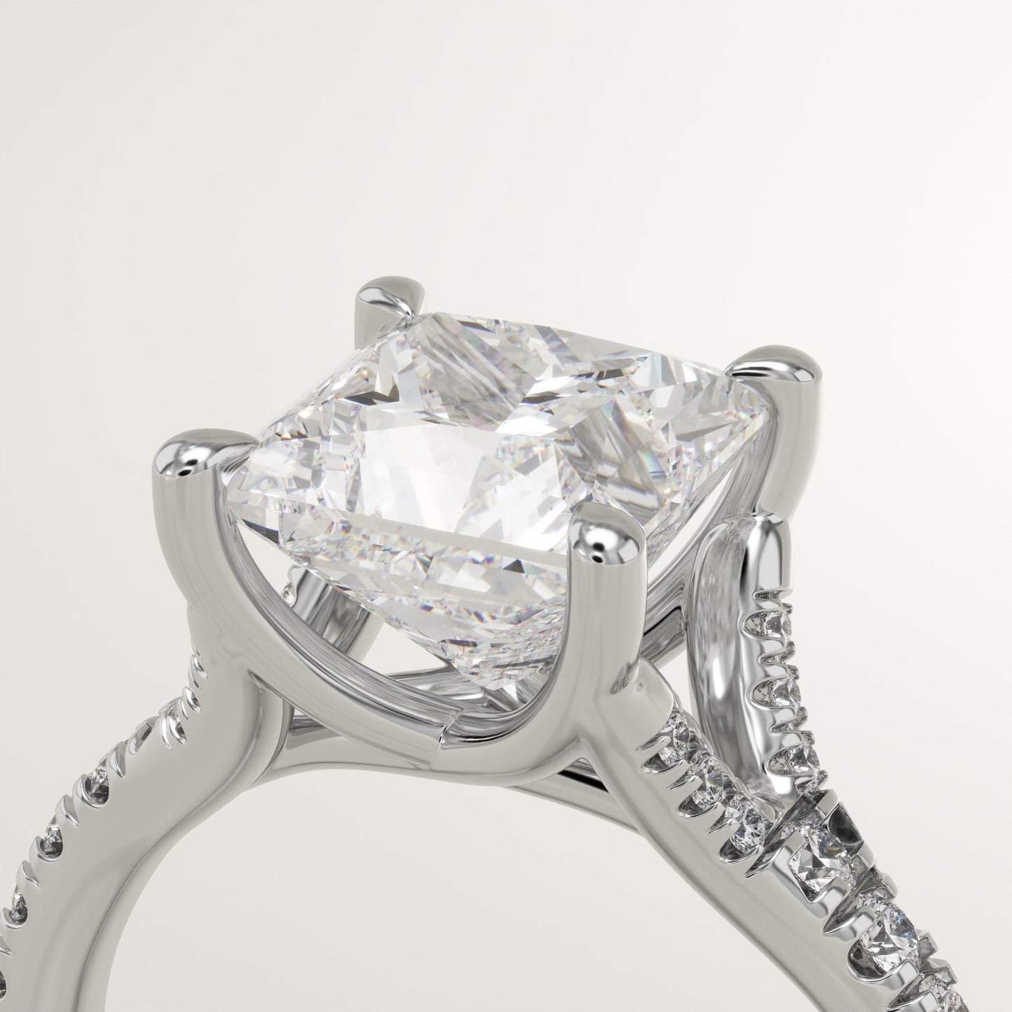 Princess Cut Pave Split Shank Lab-Grown Diamond Engagement Ring