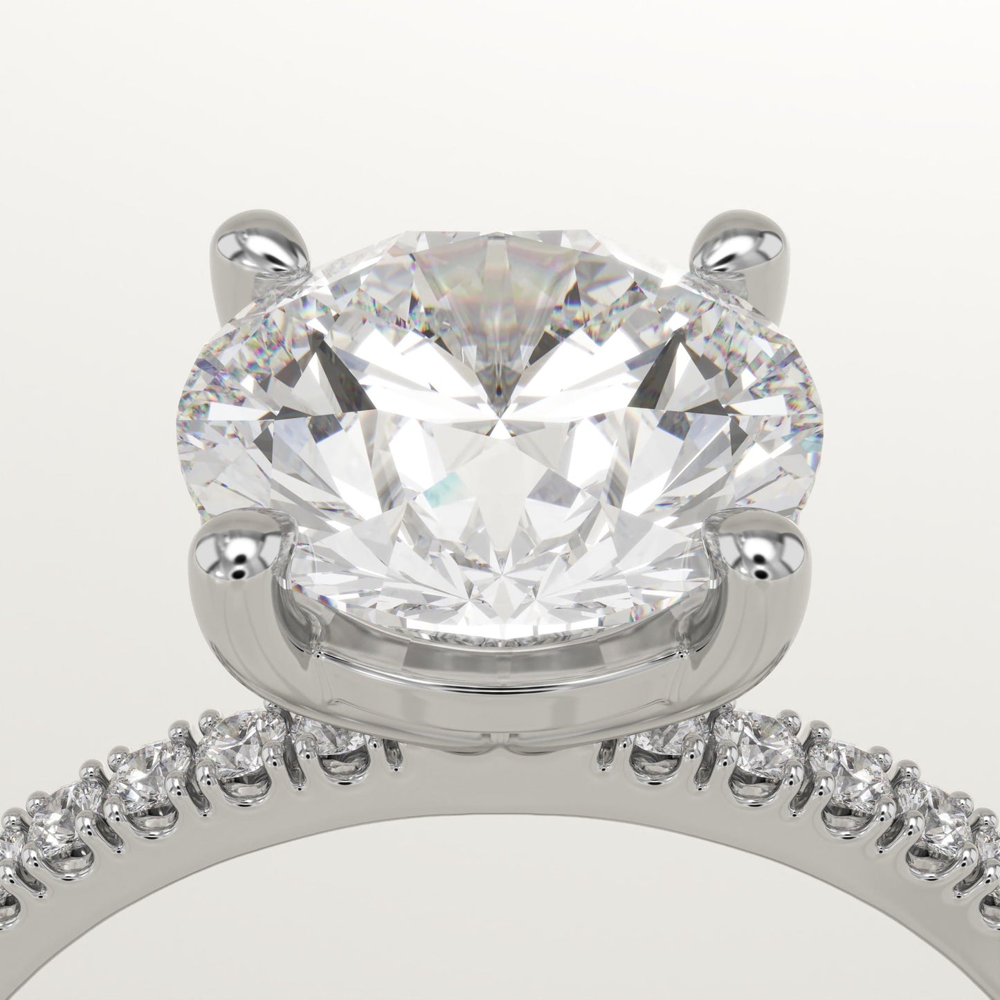 Round Cut Pave Lab-Grown Diamond Engagement Ring