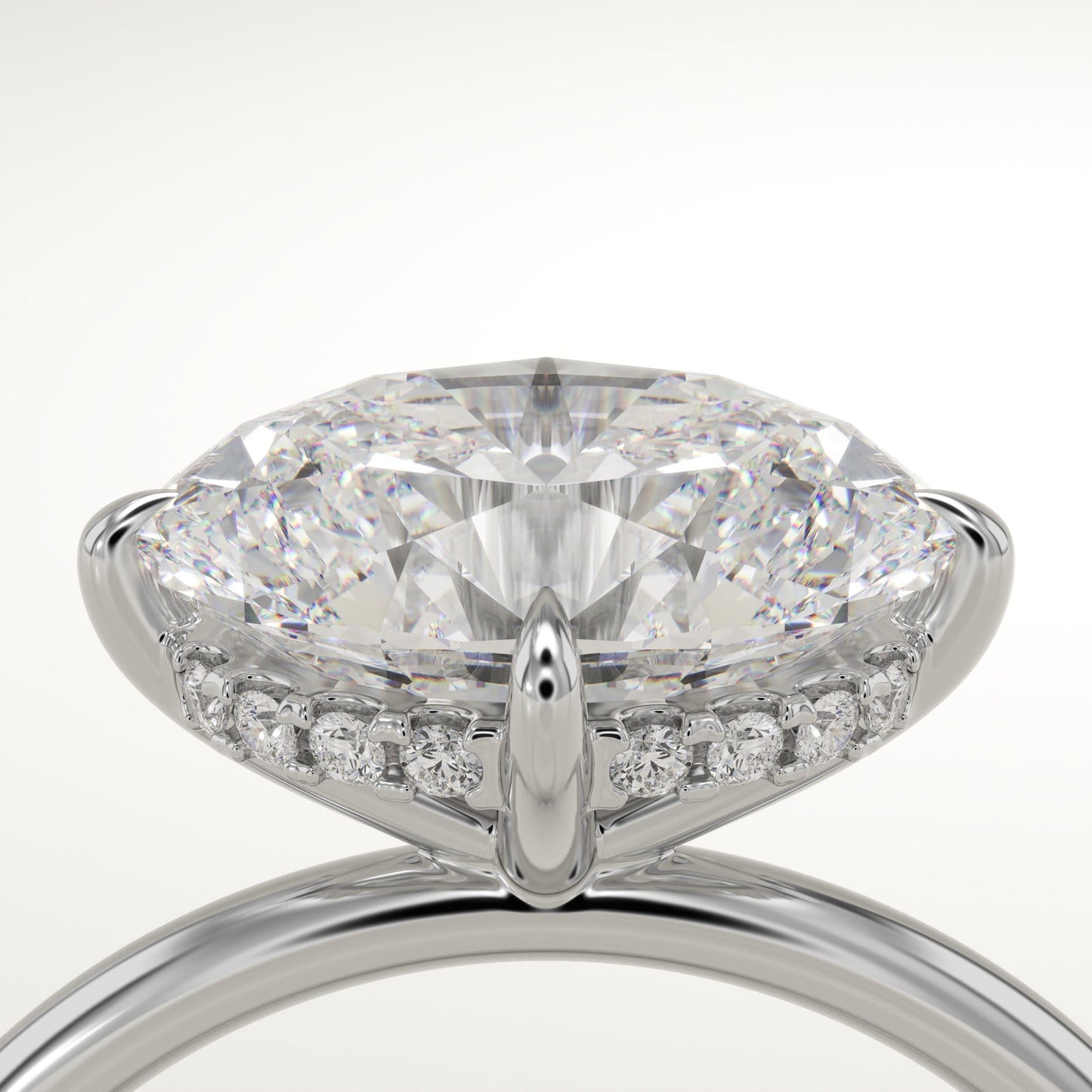 2.25 CT East West Oval Cut Hidden Halo Moissanite Engagement Ring