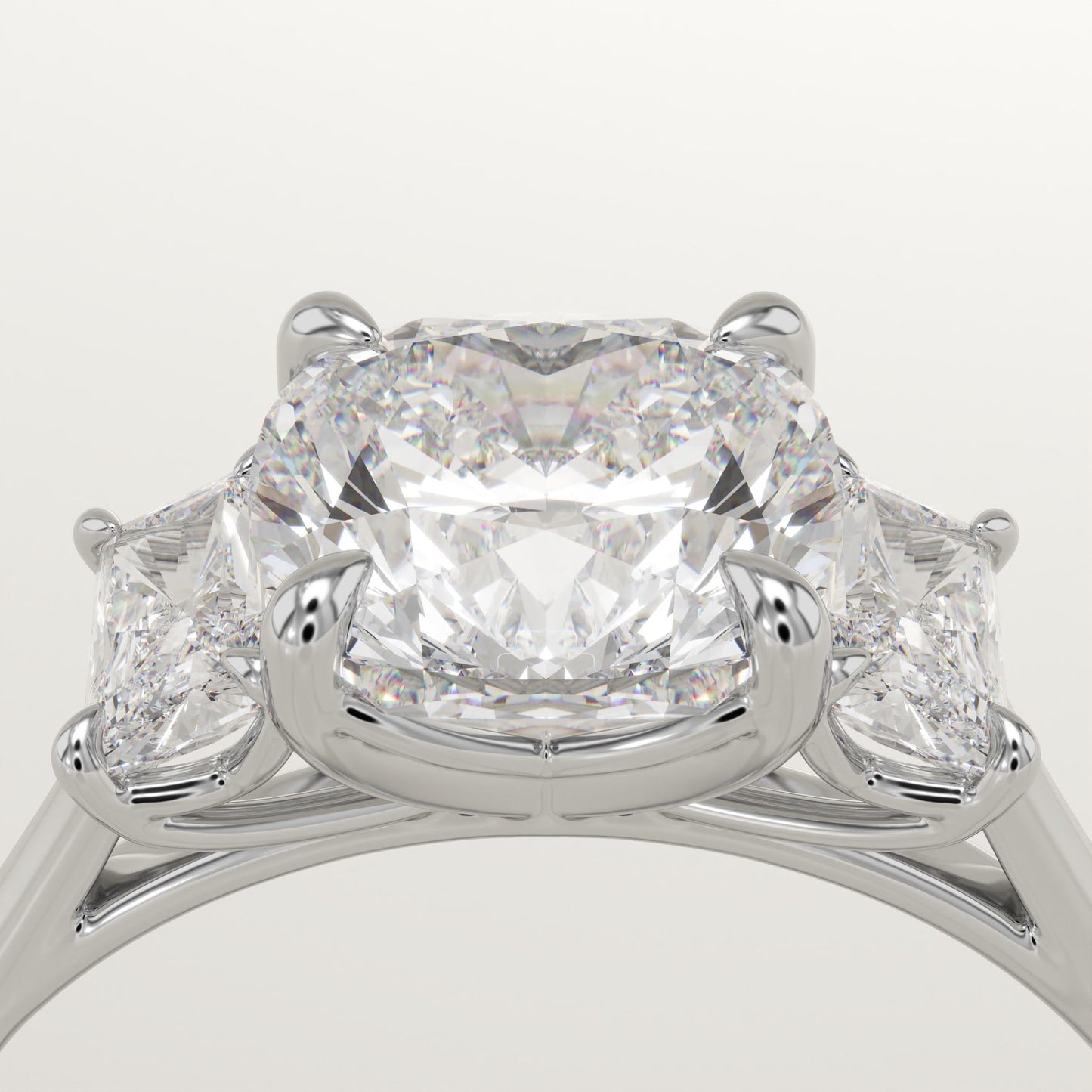 Cushion Cut Three Stone Lab-Grown Diamond Engagement Ring