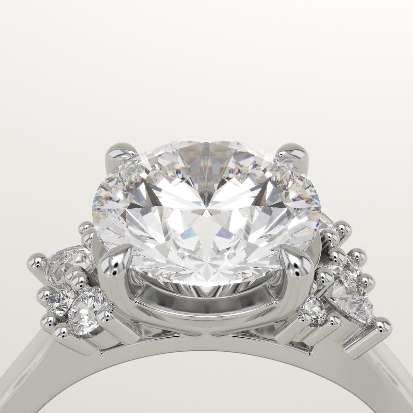 Round Cut Cluster Lab-Grown Diamond Engagement Ring
