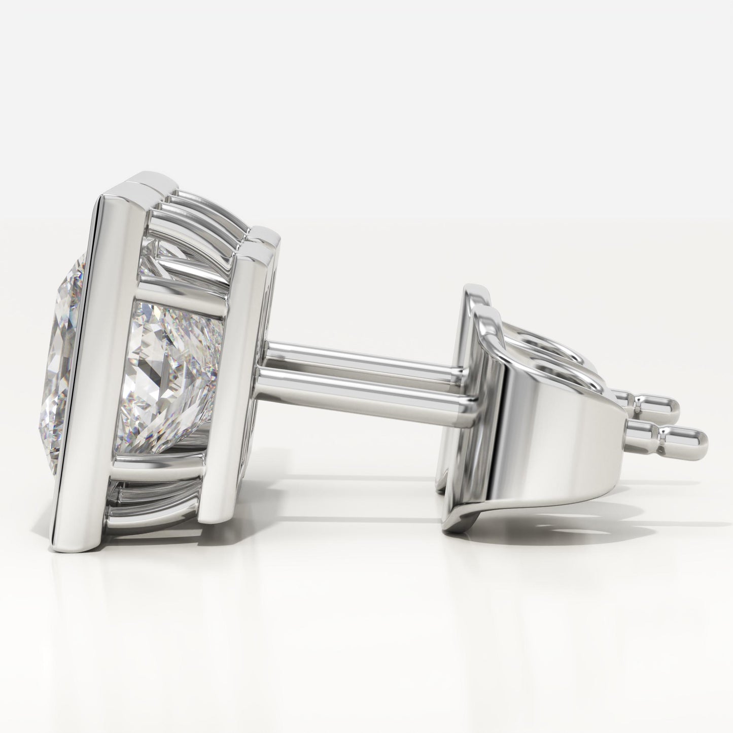 1 TCW Princess Bezel Lab-Grown Diamond Stud Earrings