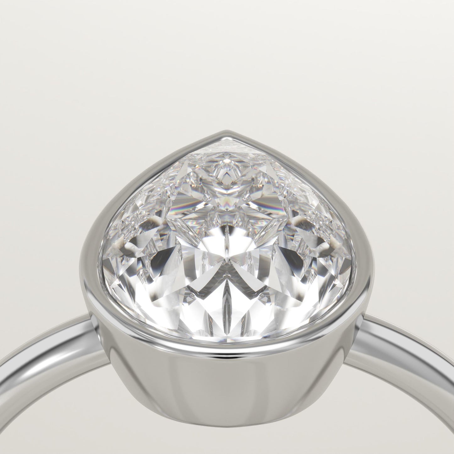 Pear Cut Bezel Lab-Grown Diamond Engagement Ring