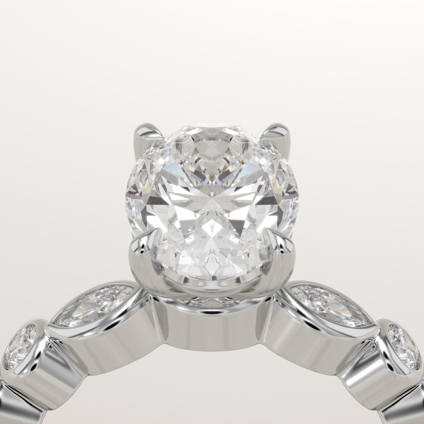Oval Cut Pave Lab-Grown Diamond Engagement Ring