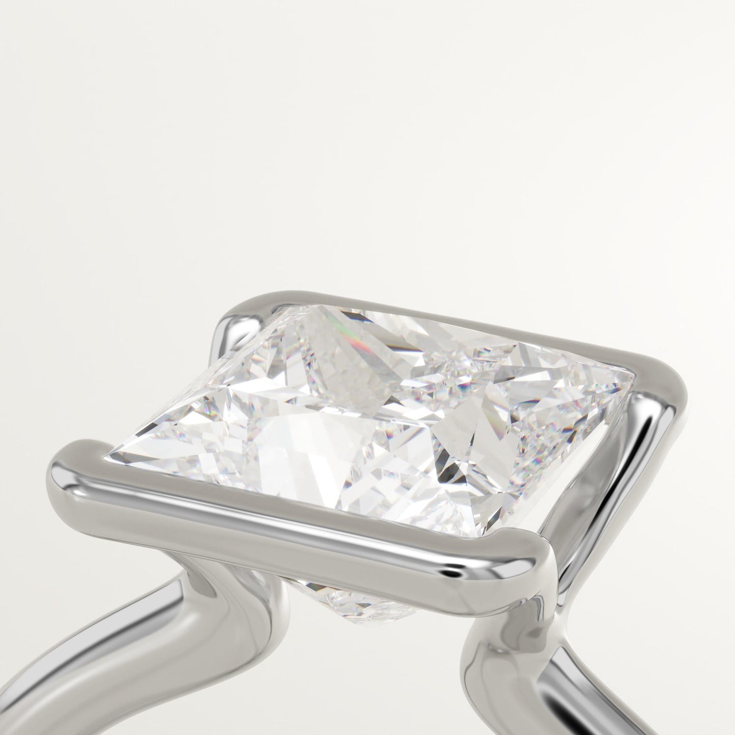 Princess Cut Half Bezel Lab-Grown Diamond Engagement Ring