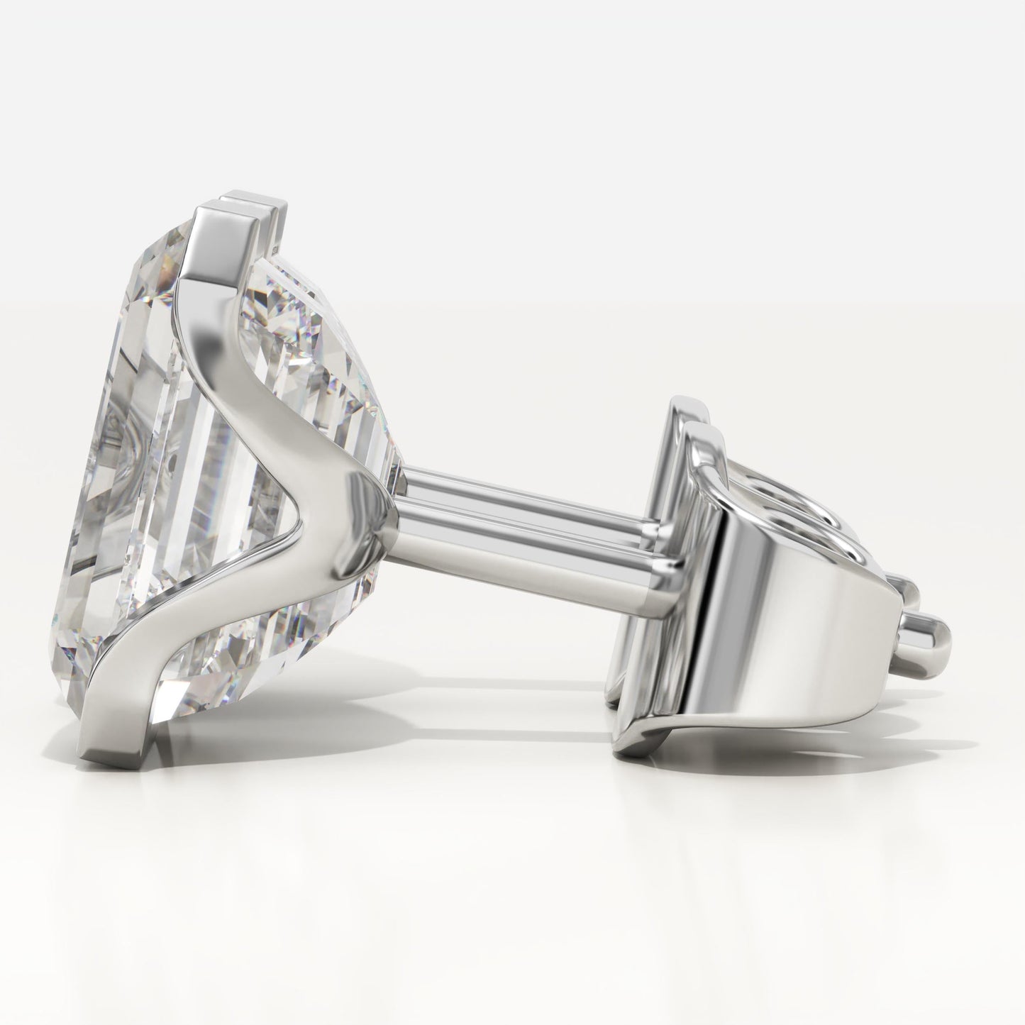 1 TCW Emerald Half Bezel Lab-Grown Diamond Stud Earrings