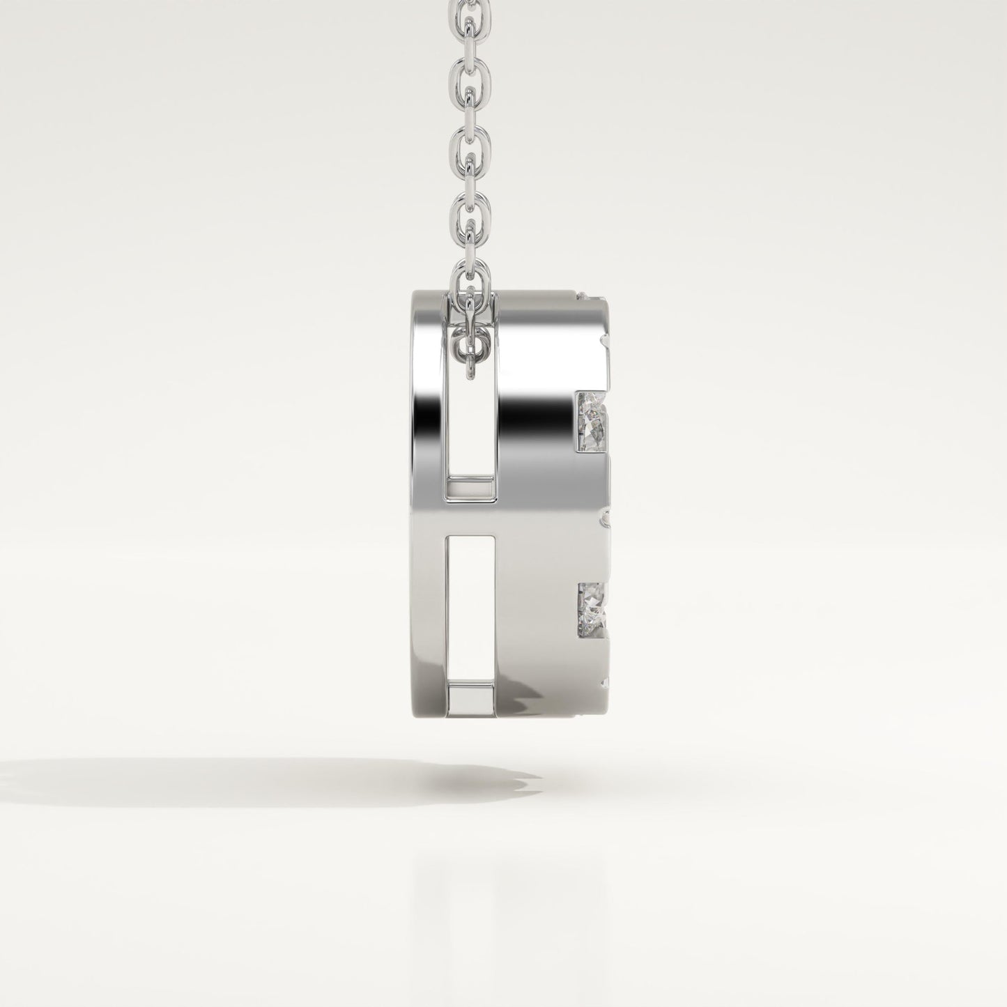 0.54 TCW Round Lab-Grown Diamond Oval Charm Necklace