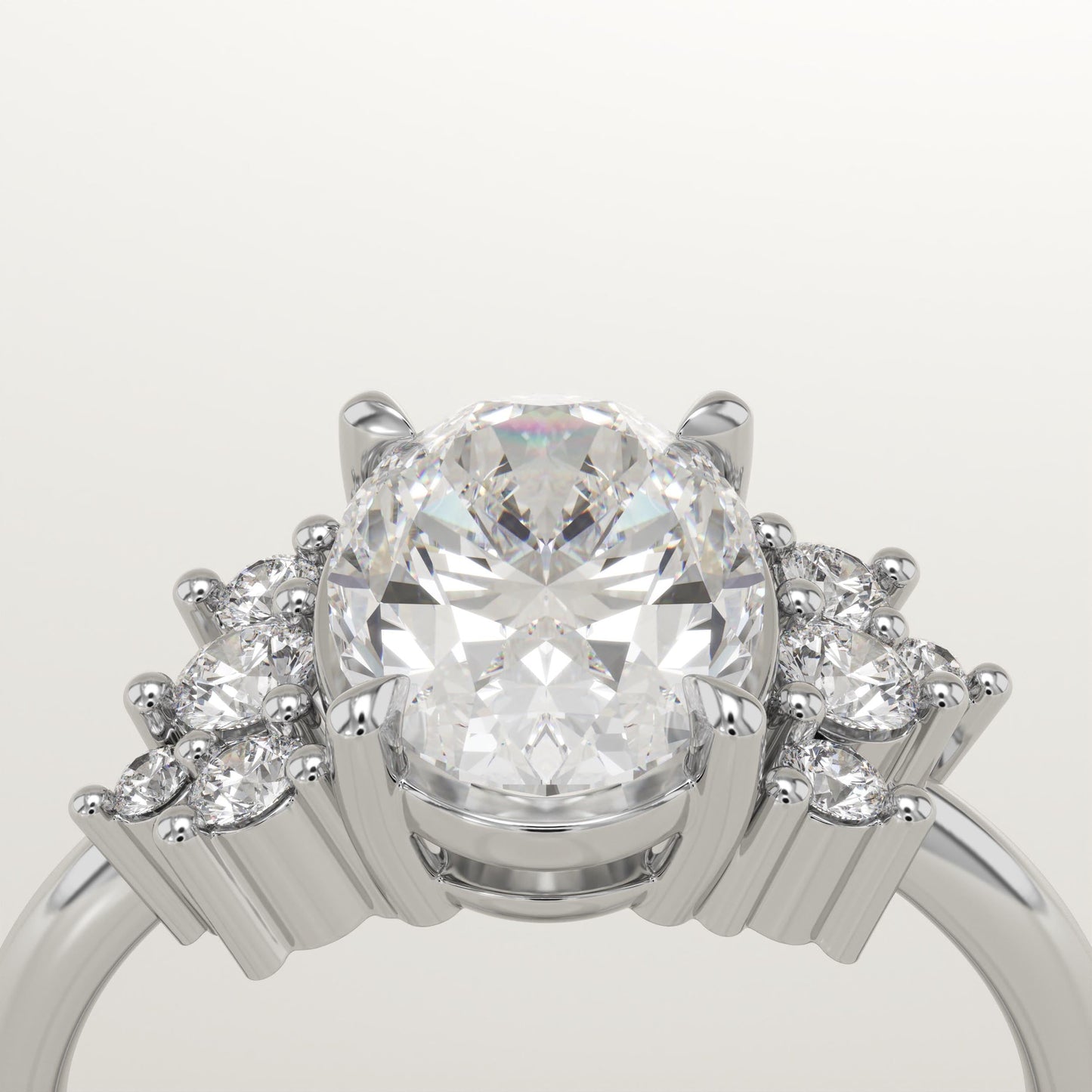 Oval Cut Cluster Lab-Grown Diamond Engagement Ring
