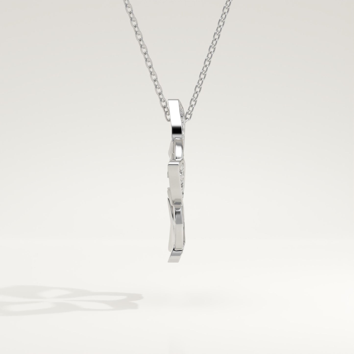 0.23 TCW Round Lab-Grown Diamond Flower Charm Necklace
