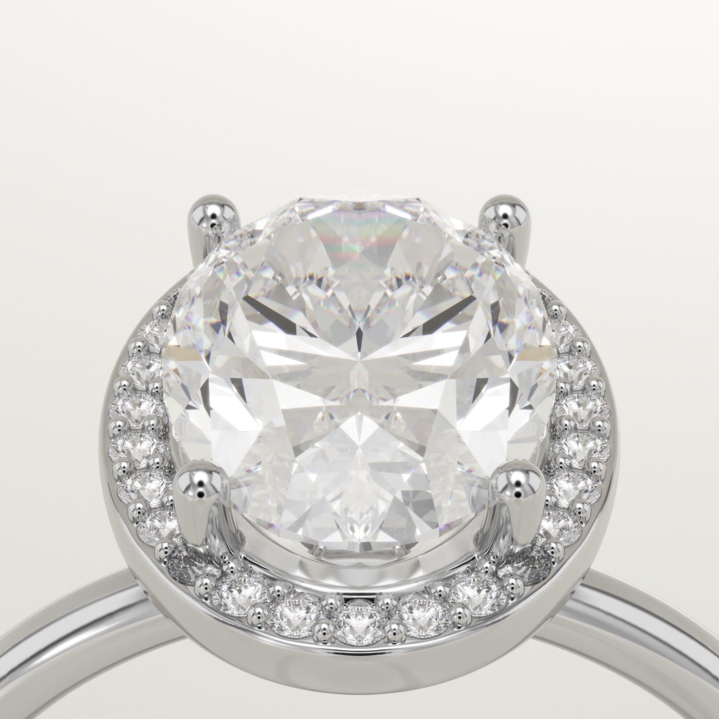 Oval Cut Halo Lab-Grown Diamond Engagement Ring