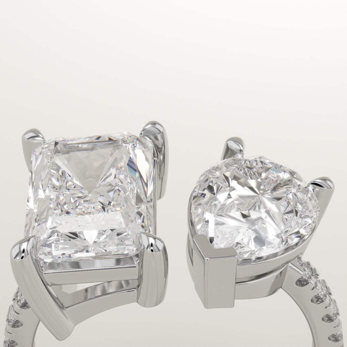 4.75 TCW Pear & Radiant Cut Toi Et Moi Pave Lab-Grown Diamond Engagement Ring