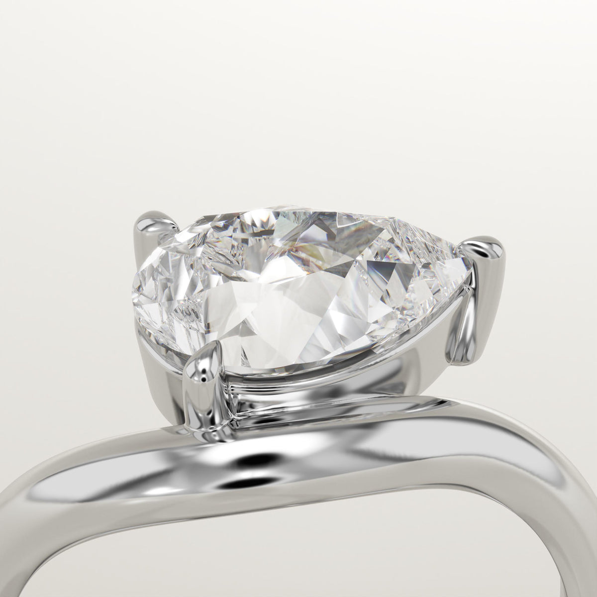 Pear Cut Curved Lab-Grown Diamond Engagement Ring