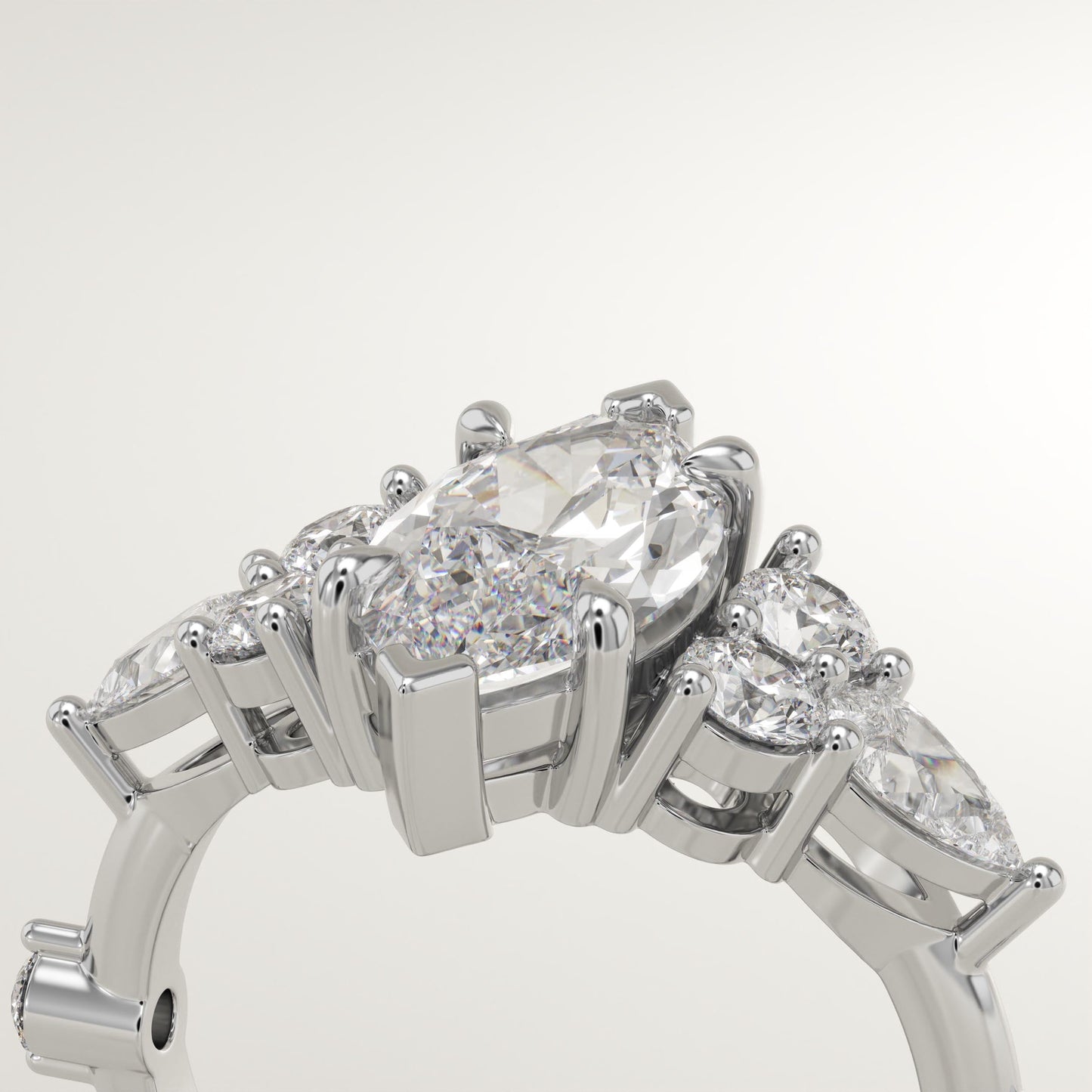 Marquise Cut Cluster Lab-Grown Diamond Engagement Ring