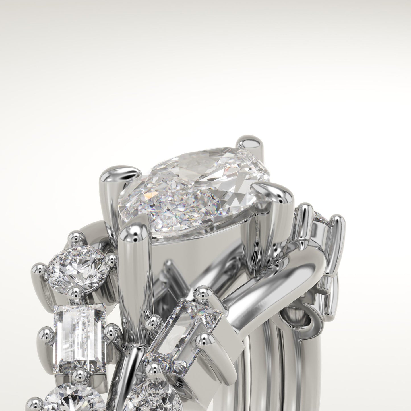 Marquise Cut Cluster Lab-Grown Diamond Bridal Set