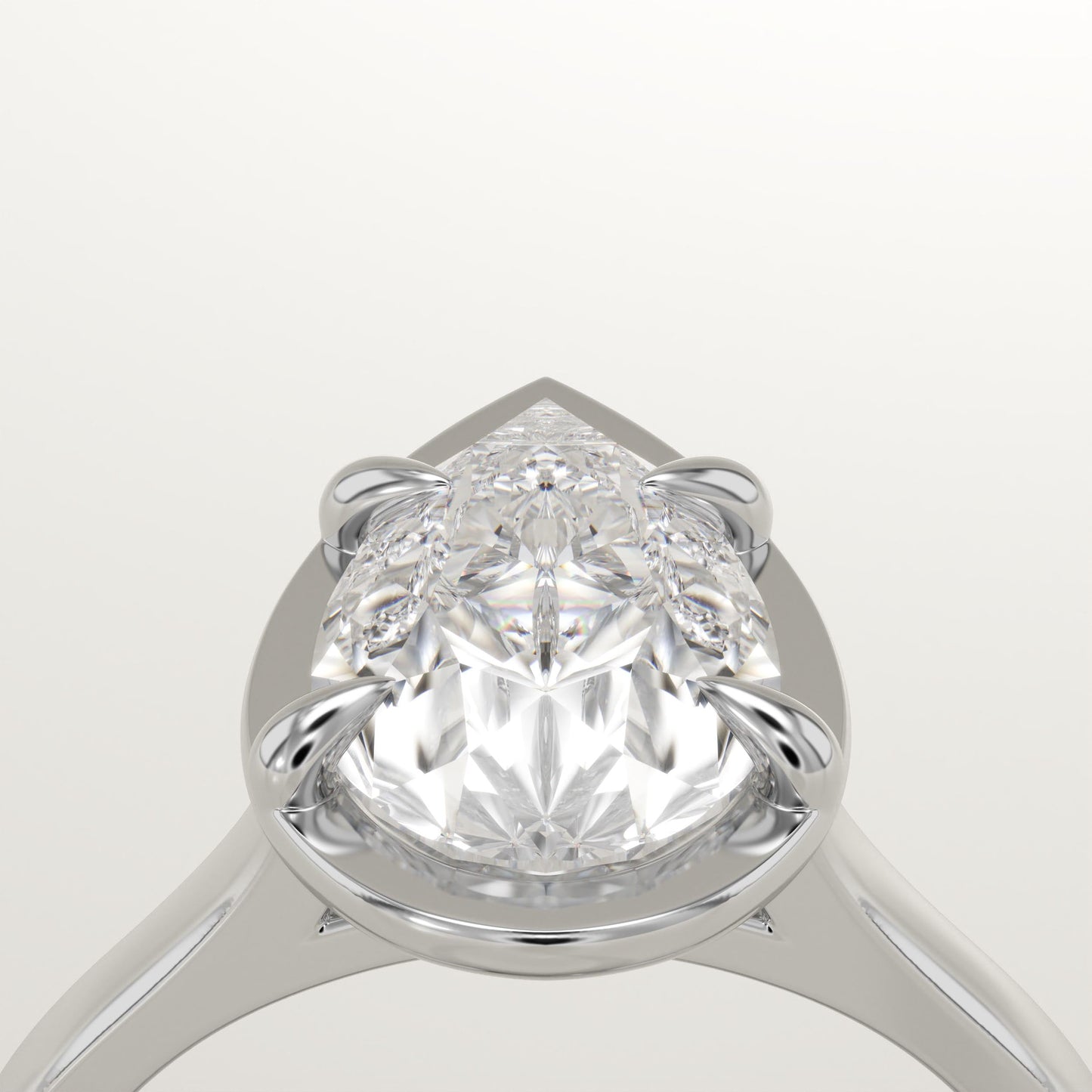 Pear Cut Solitaire Cathedral Lab-Grown Diamond Engagement Ring
