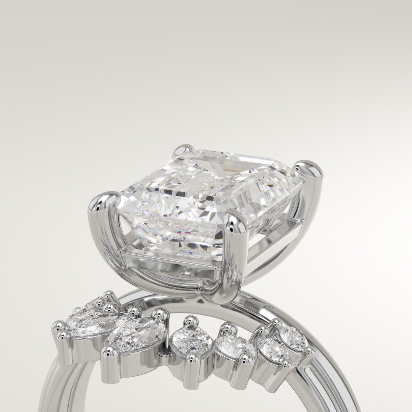 Emerald Cut Cluster Lab-Grown Diamond Bridal Set
