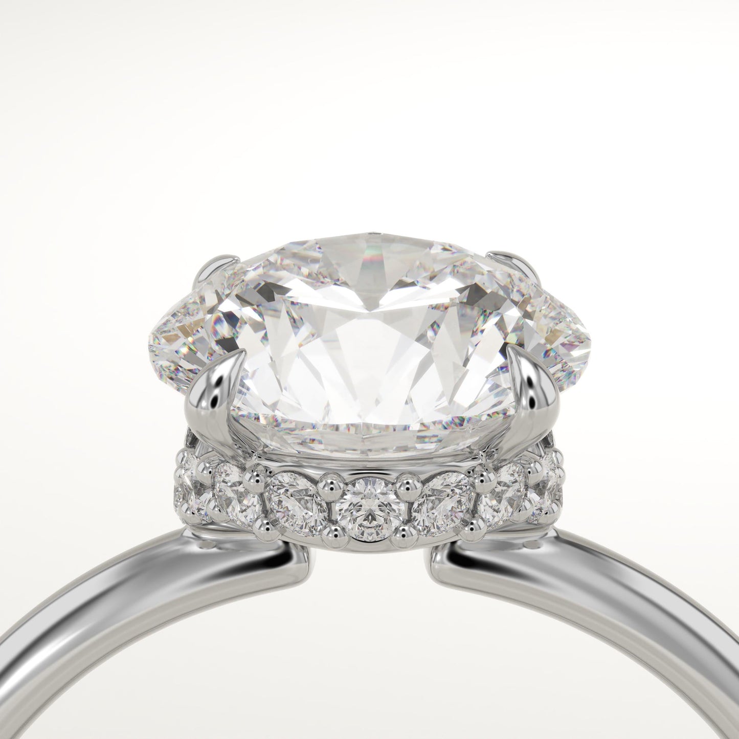 Round Cut Hidden Halo Lab-Grown Diamond Engagement Ring