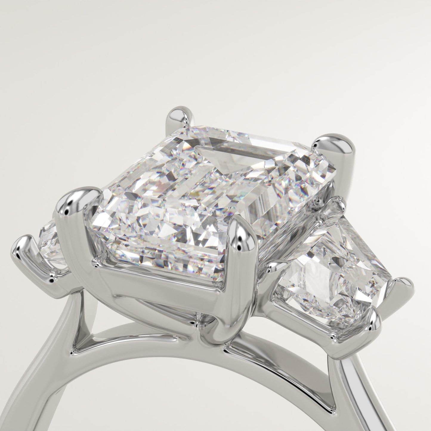 Emerald Cut Three Stone Lab-Grown Diamond Engagement Ring