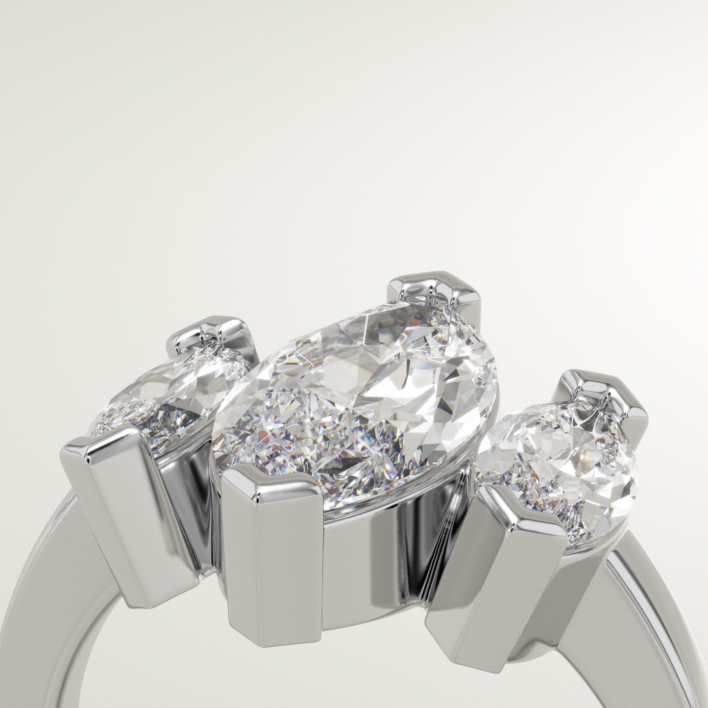 Marquise Cut Three Stone Lab-Grown Diamond Engagement Ring