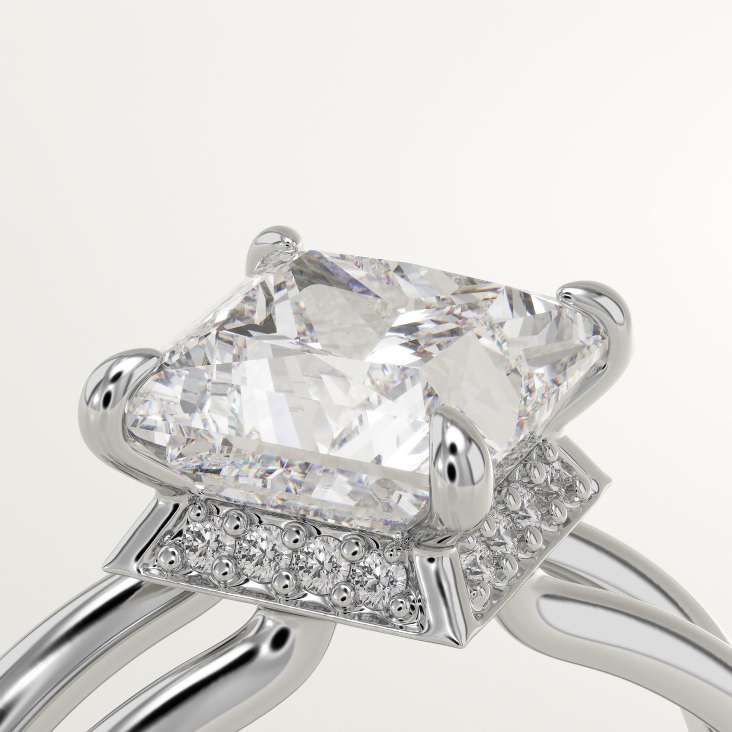 Princess Cut Hidden Halo Lab-Grown Diamond Engagement Ring