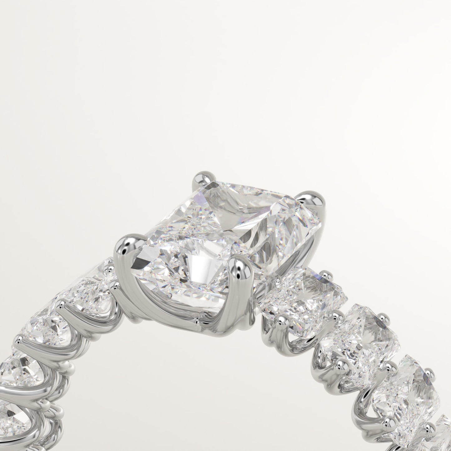 2 CT Radiant Cut Pave Moissanite Engagement Ring