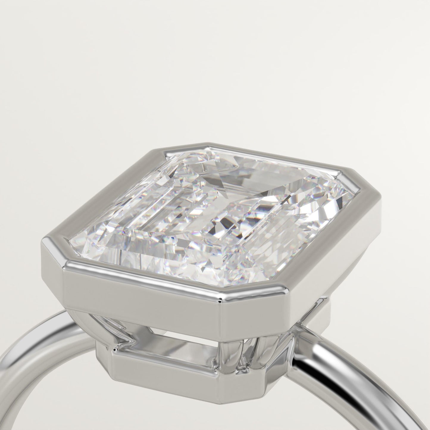 Emerald Cut Bezel Lab-Grown Diamond Engagement Ring