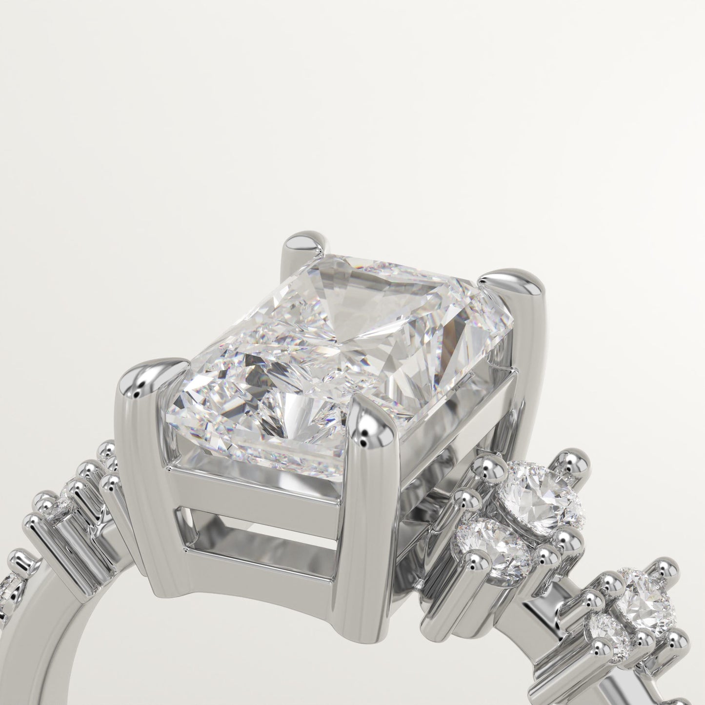 Radiant Cut Cluster Lab-Grown Diamond Engagement Ring