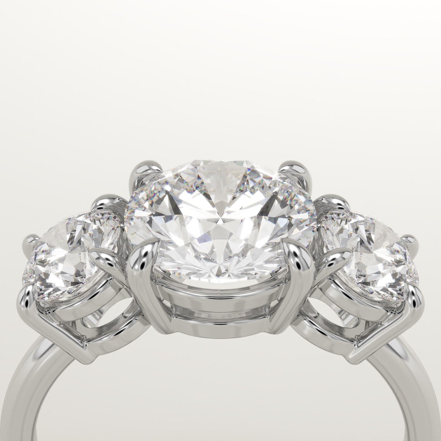 2 CT Round Cut Three Stone Moissanite Engagement Ring
